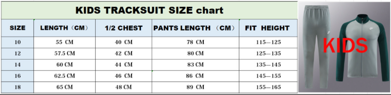 Kids Tracksuit Charts